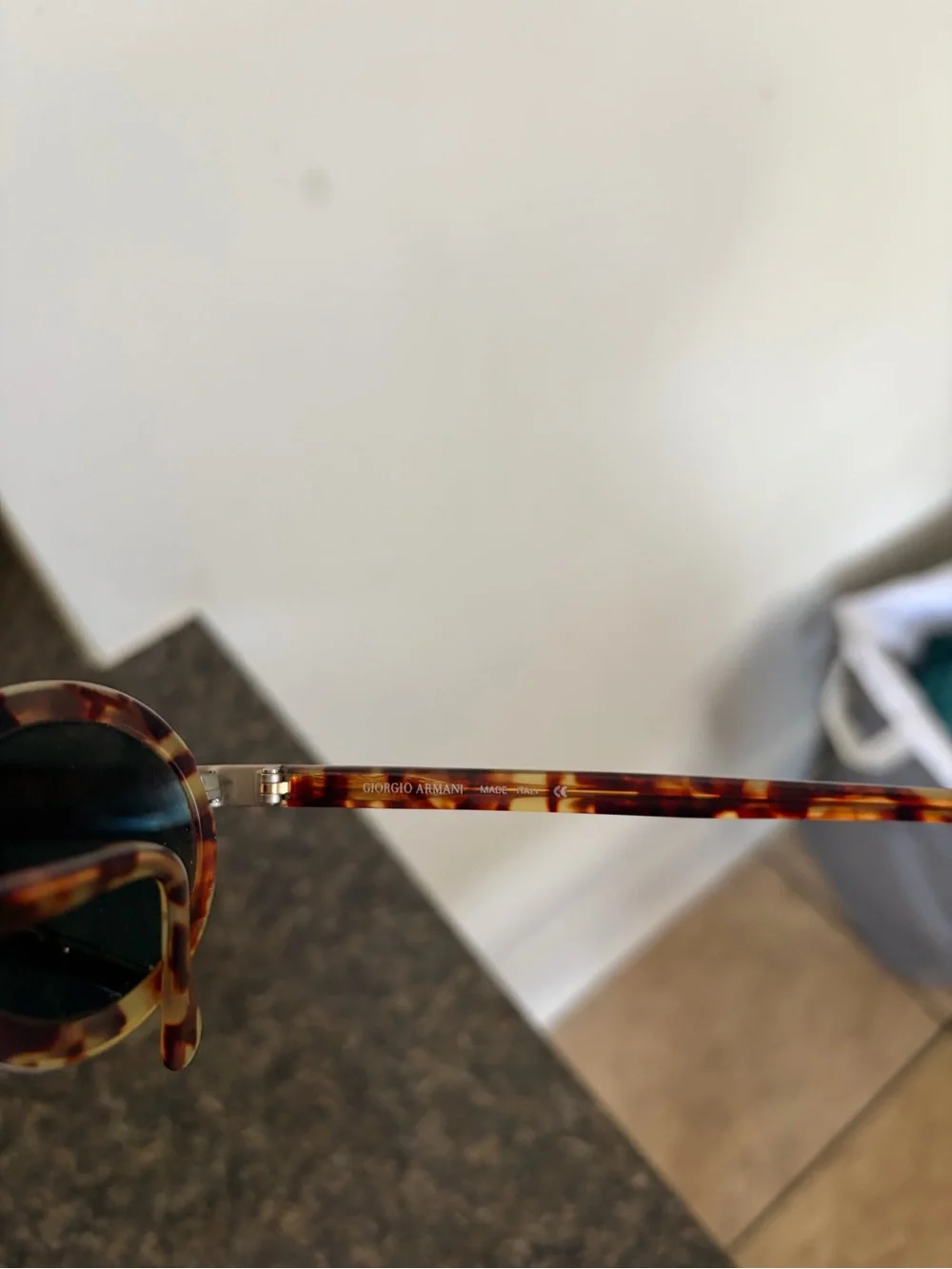 Giorgio Armani Tortoiseshell Round Sunglasses with Black Lenses vintage